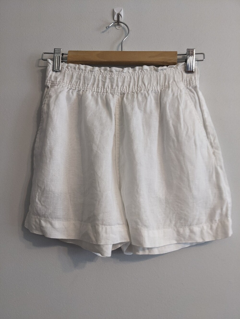 H&M 100% Linen High-waist Shorts | White | XS